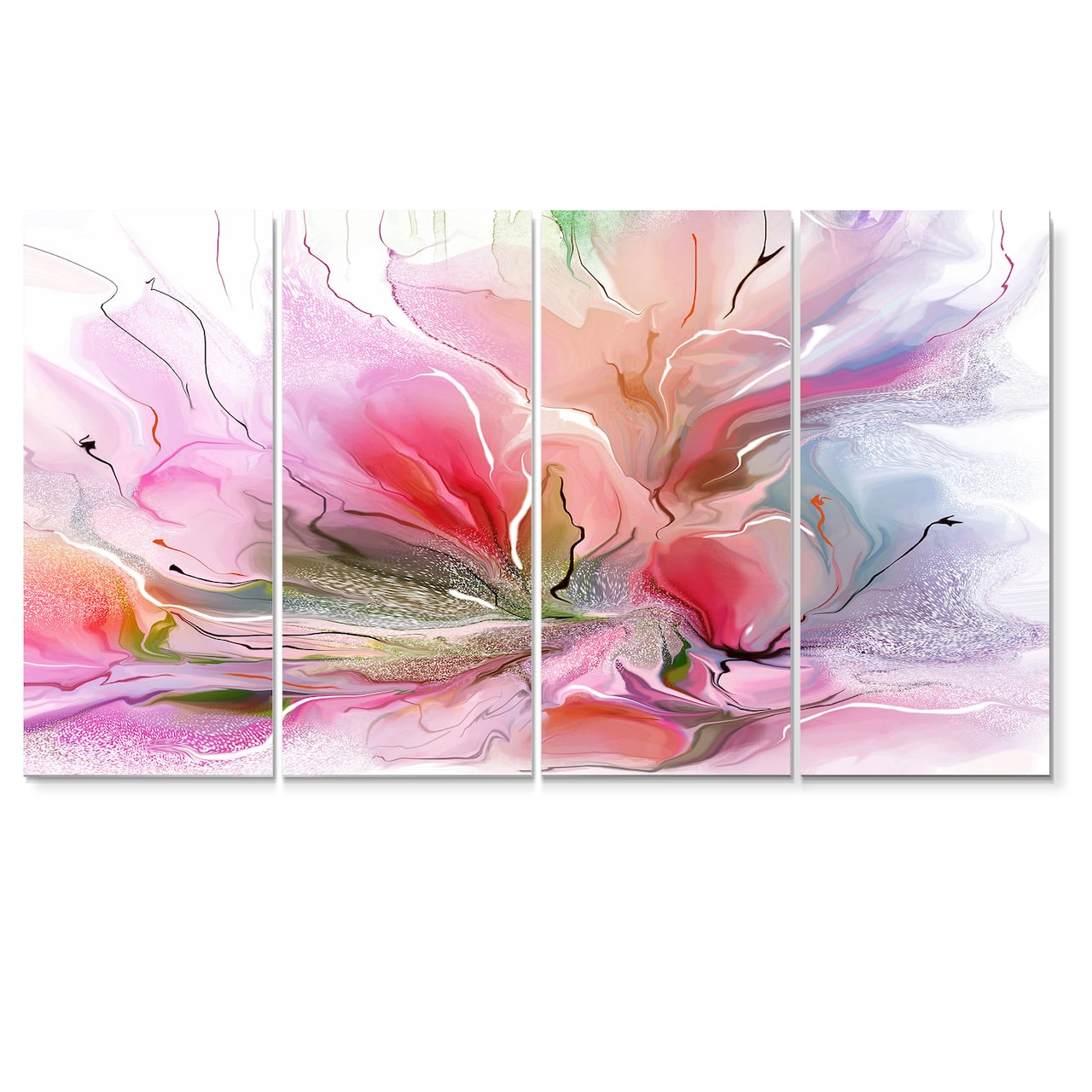 Designart - Lovely Painted Floral Design - Extra Large Floral Wall Art